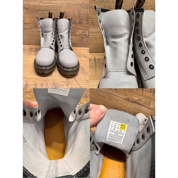 Dr. Martens‎ women's 1460 8-eye gray patent leather lamper boots 6 - Picture 10 of 16